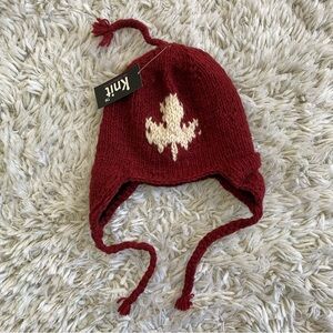 100% Handmade Woolen Knit Canada Maple Leaf Hat